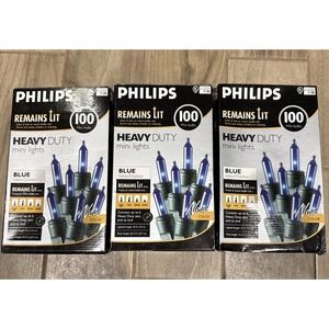 Lot Of 3 Philips HEAVY DUTY 100 Mini Blue String Lights Indoor/Outdoor New